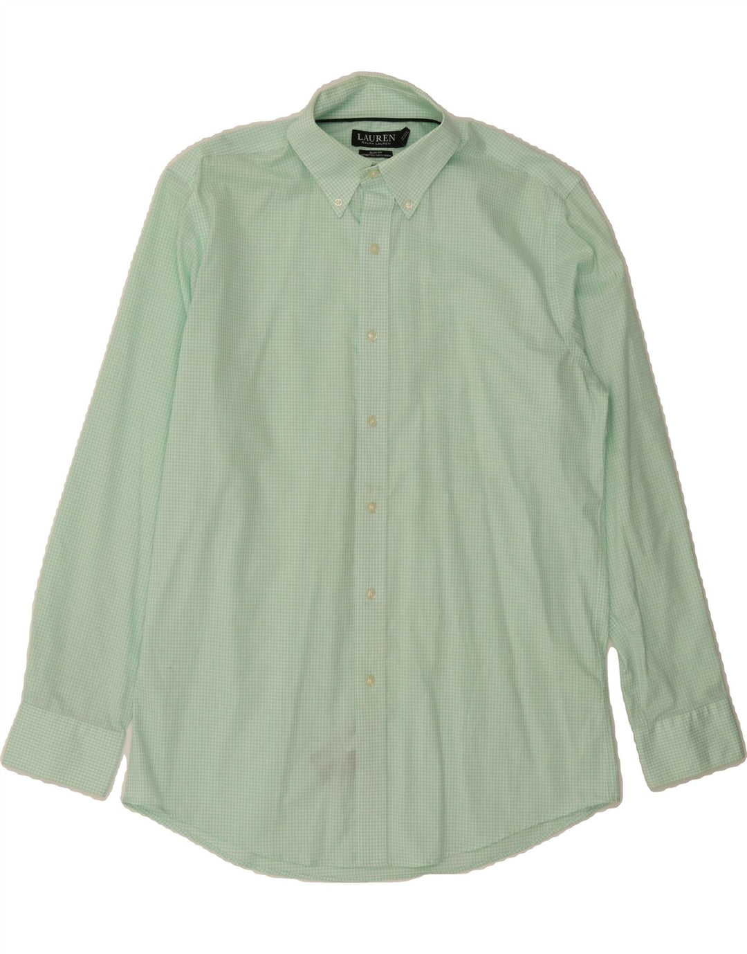 RALPH LAUREN Mens Slim Shirt Size 16 Large Green Check Cotton Vintage Ralph Lauren and Second-Hand Ralph Lauren from Messina Hembry 