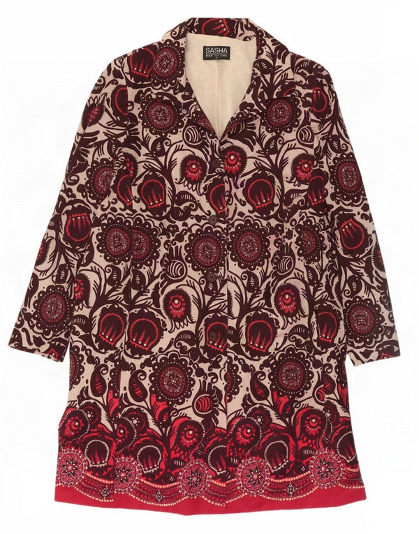 Sasha skjortekjole til kvinder UK 14 Medium Burgundy Paisley Cotton