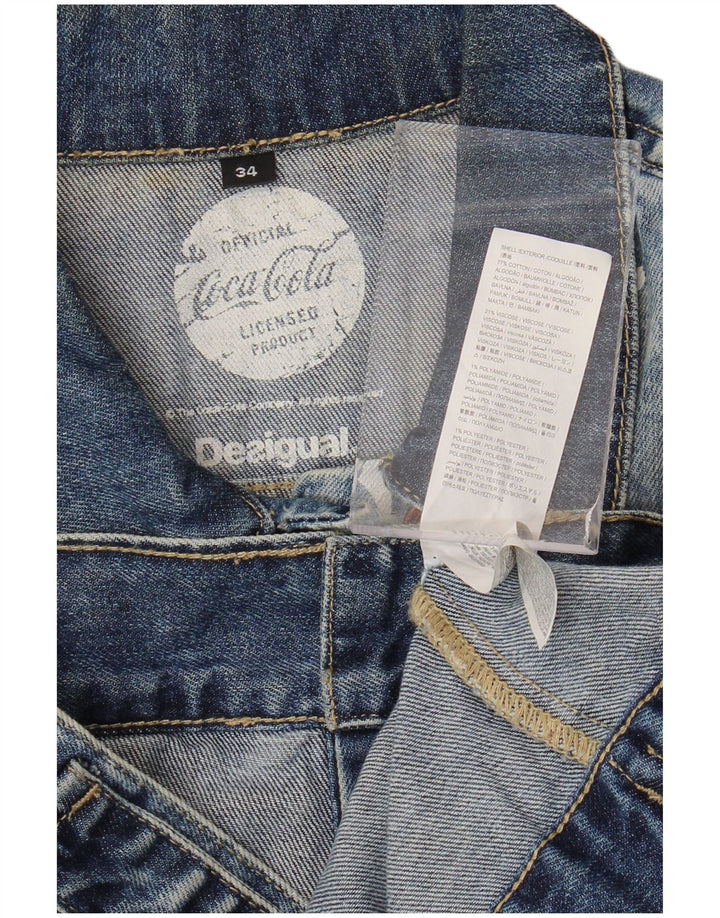 DESIGUAL Grafisk denimjakke til kvinder EU 34 XS Blå Colourblock Bomuld