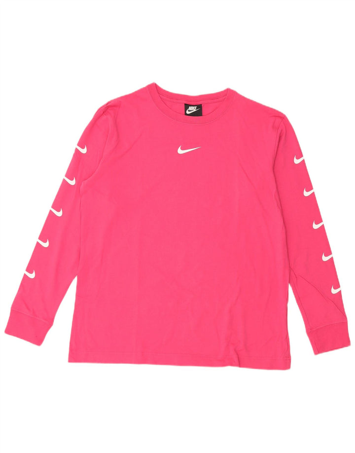 NIKE Grafisk Top Langærmet UK 14 Medium Pink Bomuld