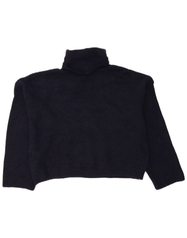 Zara Dame Oversized Roll Neck Jumper Sweater UK 10 Small Navy Blue