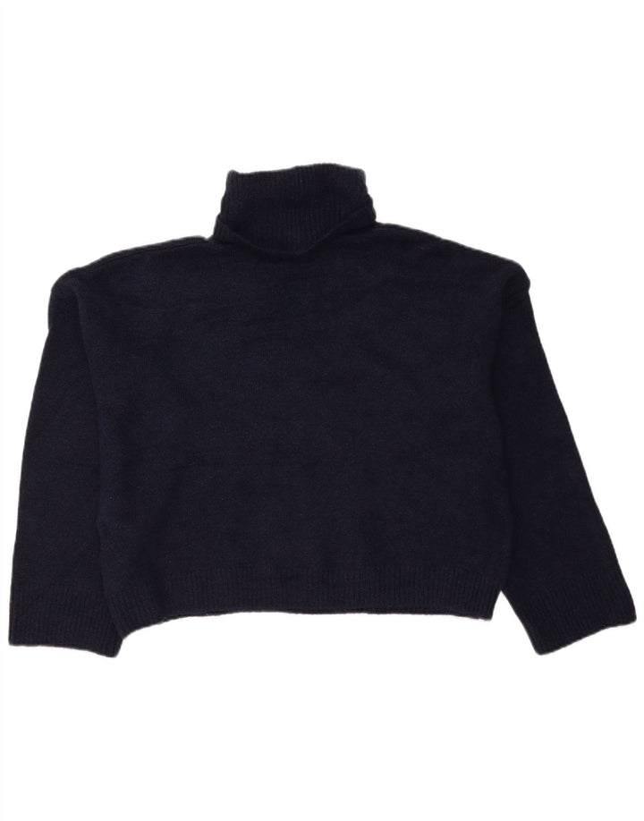 Zara Dame Oversized Roll Neck Jumper Sweater UK 10 Small Navy Blue