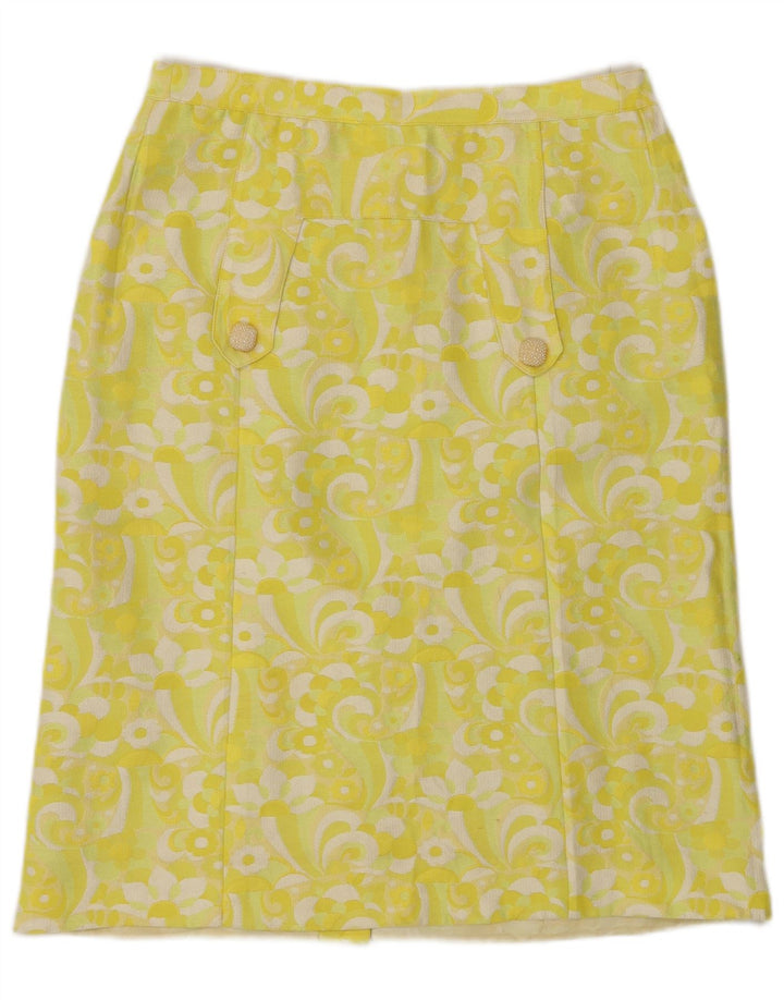 Vintage lige nederdel til kvinder W30 Medium Yellow Floral