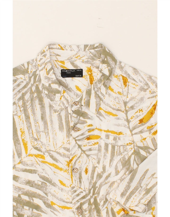 VINTAGE Mens Soft Fit Abstract Pattern Short Sleeve Shirt XL Grey Viscose Vintage Vintage and Second-Hand Vintage from Messina Hembry 