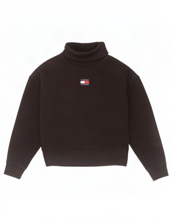 Tommy Hilfiger Dame Roll Neck Sweatshirt Jumper UK 10 Small Black Bomuld