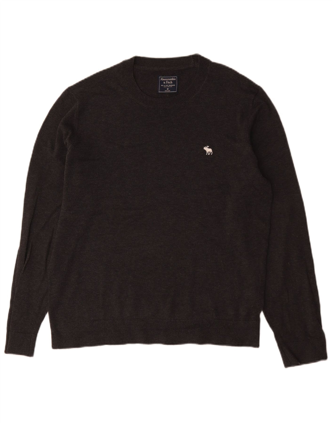 Abercrombie & Fitch herre sweater med rund hals, mellemgrå bomuld