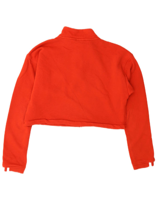 Adidas Womens Crop Zip Neck Sweatshirt Jumper UK 8 Small Red Bomuld