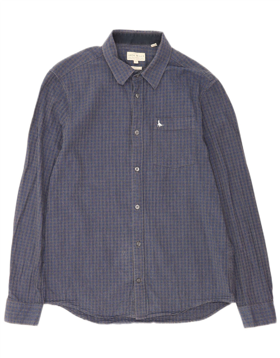 Jack Wills Herre Slim Fit skjorte Medium Blue Gingham Cotton