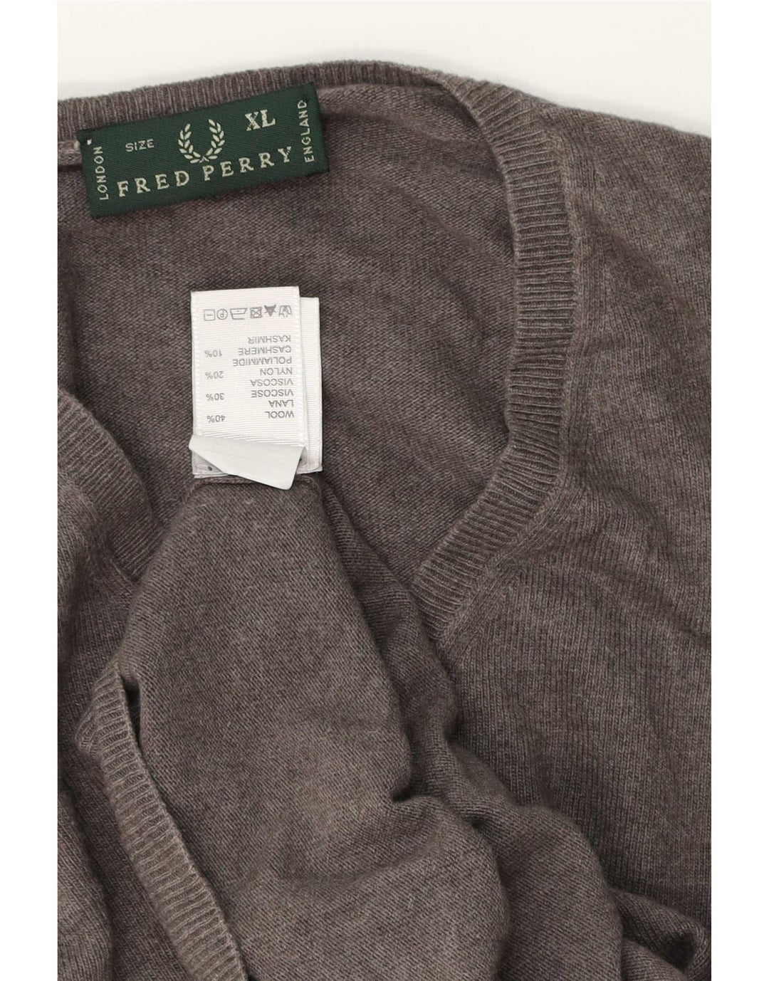 Fred Perry Herre V-hals sweater XL Grå uld