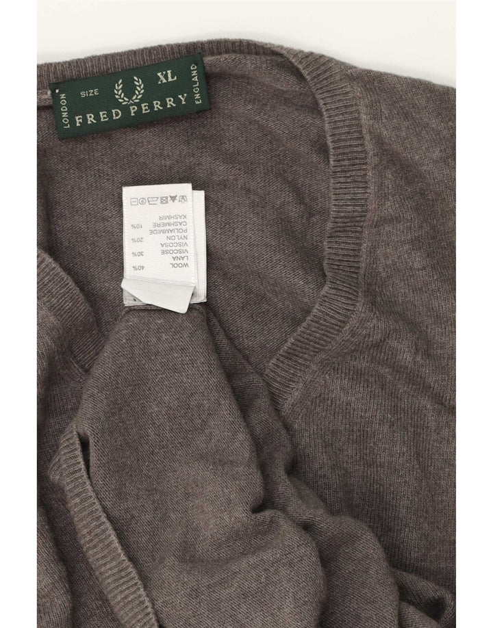 Fred Perry Herre V-hals sweater XL Grå uld