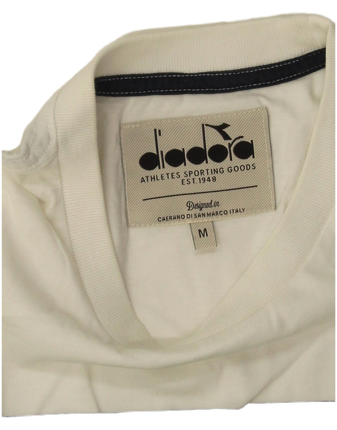 Diadora Herre grafisk T-shirt Top Medium White Colourblock Bomuld