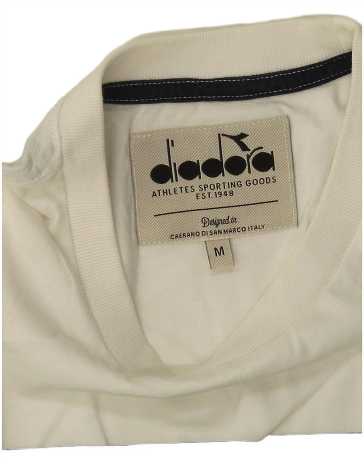 Diadora Herre grafisk T-shirt Top Medium White Colourblock Bomuld