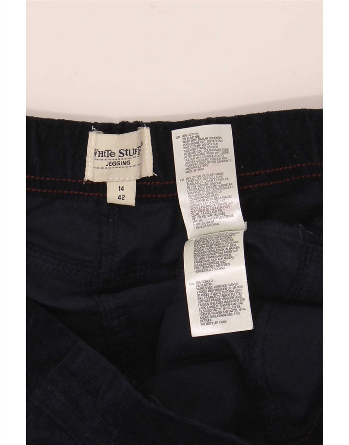 White Stuff Dame Velour Leggings UK 14 Large Navy Blue Bomuld