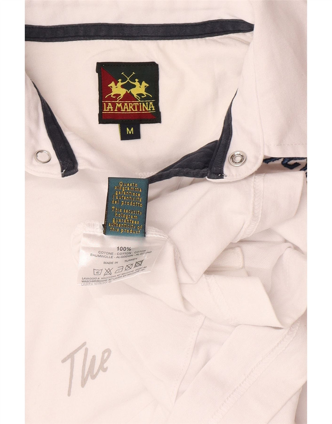La Martina Herre grafisk poloshirt Medium hvid bomuld