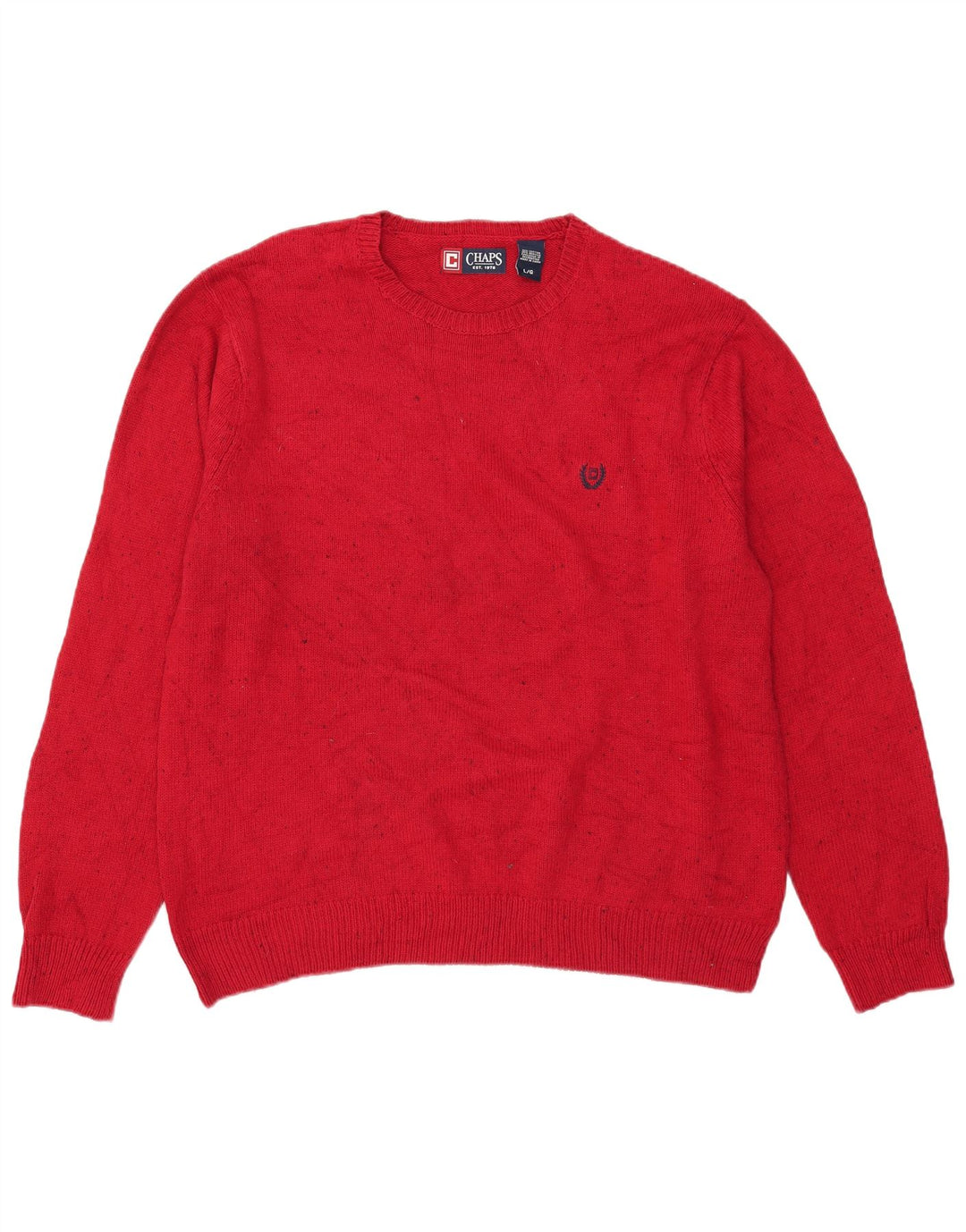 Chaps Herre Crew Neck Jumper Sweater Stor rød Flecked Bomuld