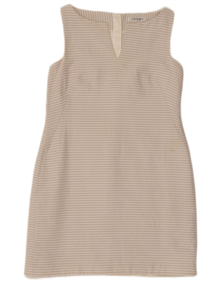 L.K. BENNETT Kvinders Ærmeløs Skede Kjole UK 12 Medium Grå Stribet