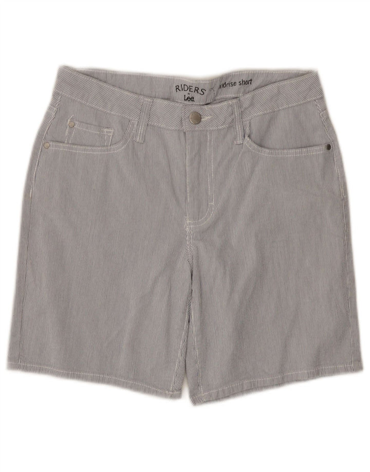 Lee Womens Riders Mid Rise Casual Shorts W28 Medium Blue Pinstripe