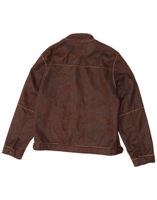 Zara Herre Sherpa Jacket UK 42 XL Brun Polyester