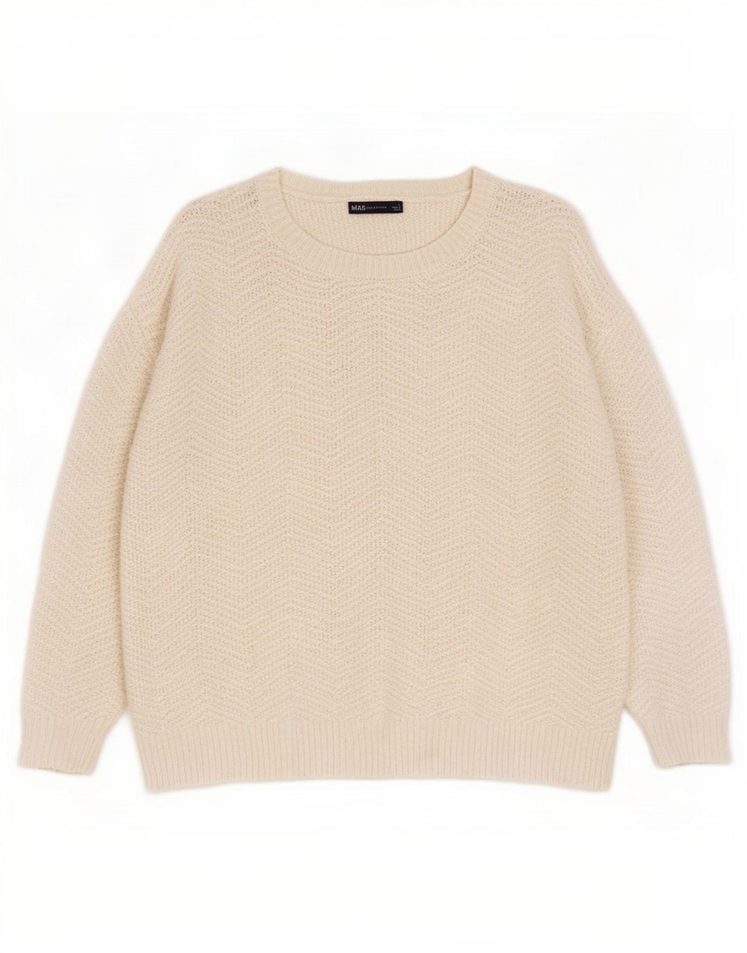 Marks & Spencer Dame Boat Neck Jumper Sweater UK 16 Large White Chevron