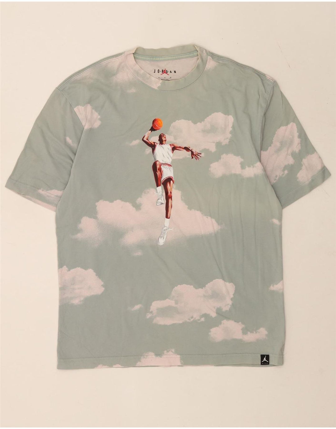Jordan Herre grafisk T-shirt Top Medium Green Tie Dye Bomuld