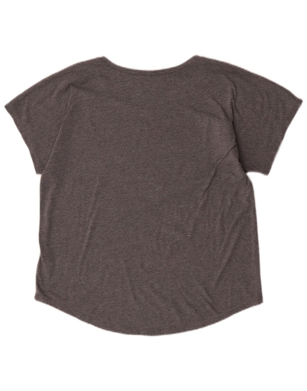 Dkny Dame Grafisk T-Shirt Top UK 16 Stor Grå Colourblock Bomuld