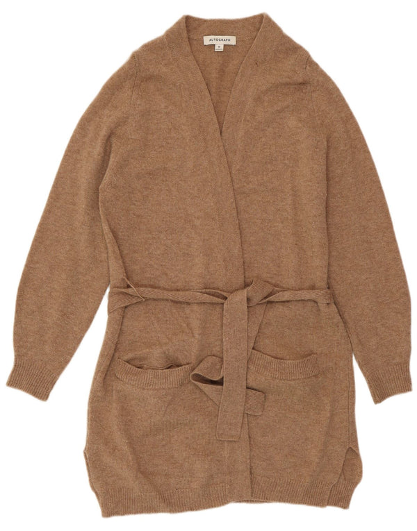 Marks & Spencer Womens Longline Cardigan Sweater UK 10 Small Beige