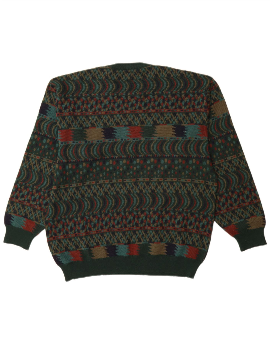 VINTAGE Herre Crew Neck sweater IT 54 XL Green Fair Isle Wool