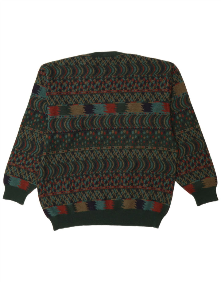 VINTAGE Herre Crew Neck sweater IT 54 XL Green Fair Isle Wool