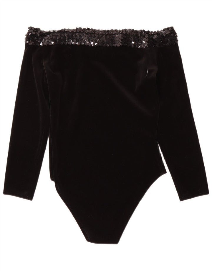 Bernshaw Womens Off Shoulder Bodysuit UK 12 Medium Black Acryl