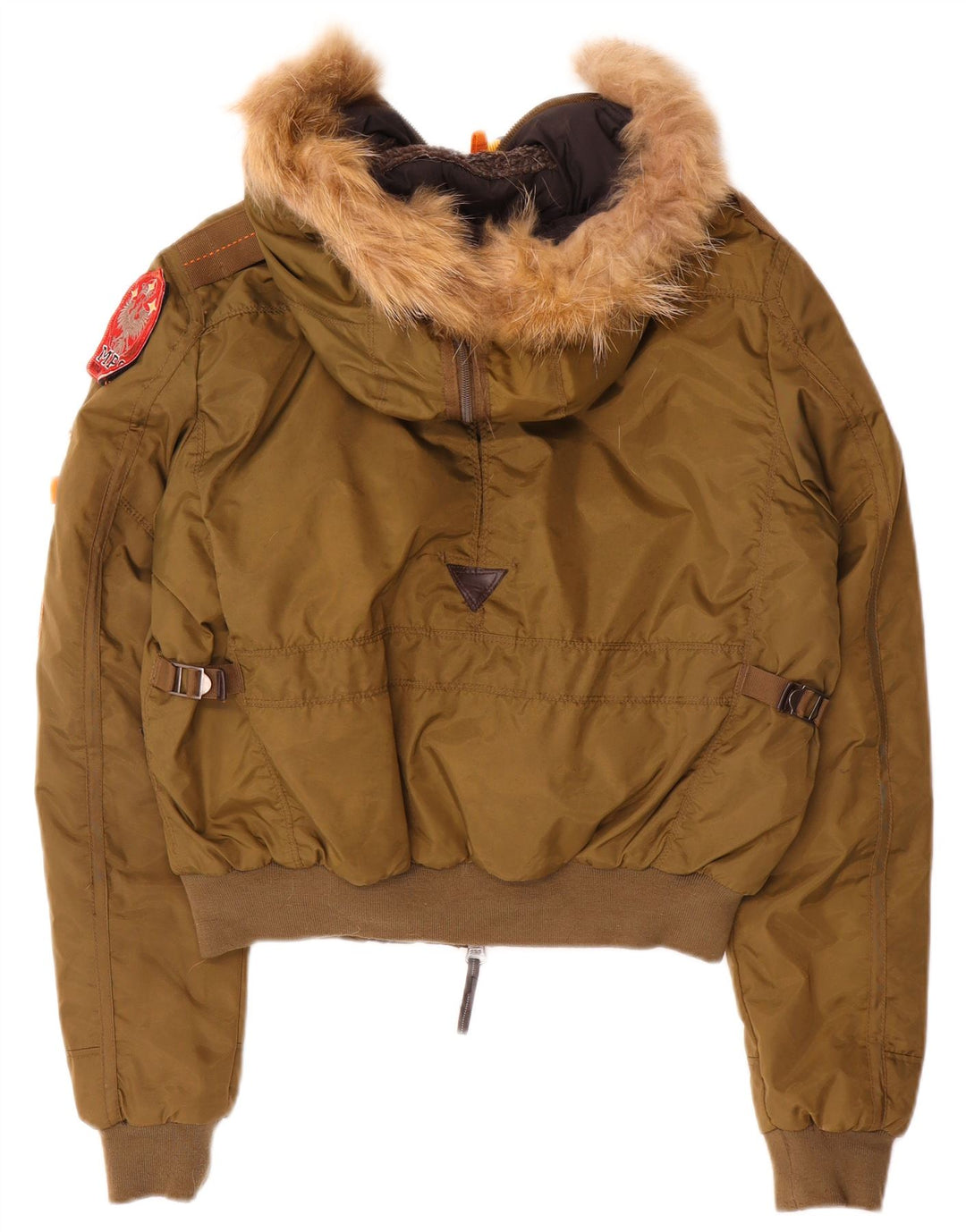 Vintage hættebomberjakke til kvinder UK 16 Stor Khaki Polyamid