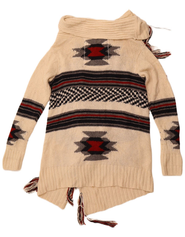 SUPERDRY Dame Longline Cardigan Sweater UK 14 Medium Off White