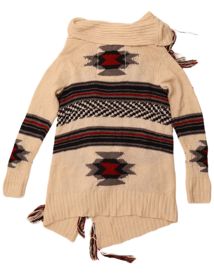 SUPERDRY Dame Longline Cardigan Sweater UK 14 Medium Off White