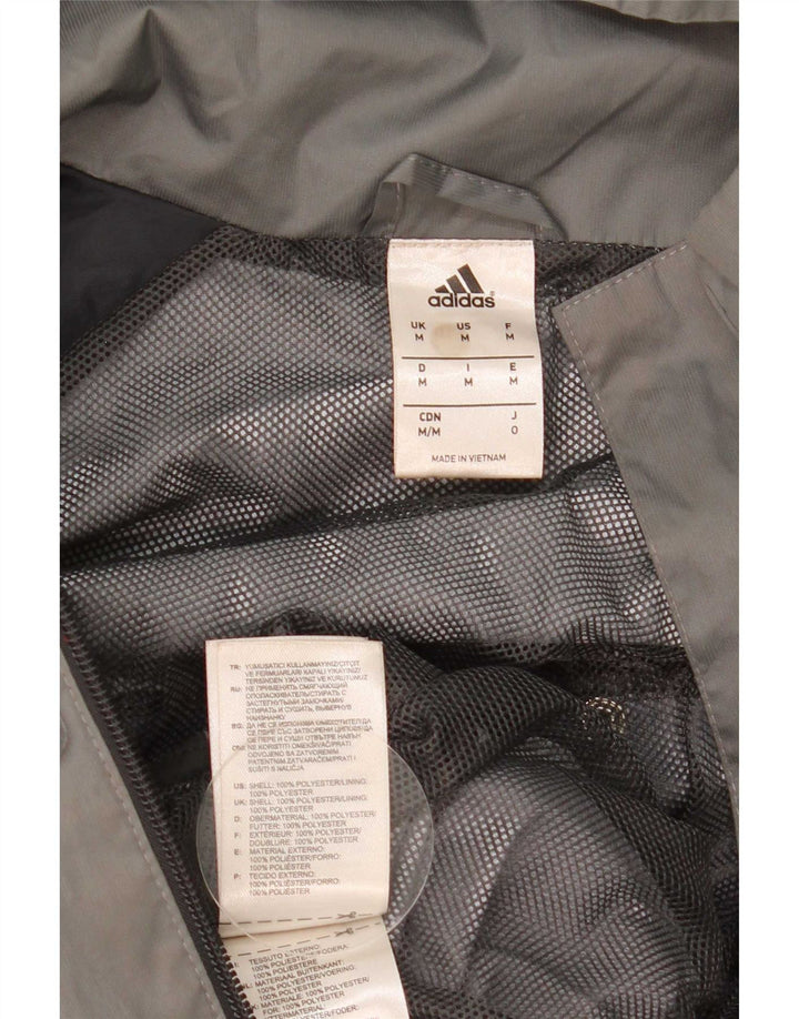 Adidas Regnjakke med hætte til mænd UK 38 Medium Grey Colourblock Polyester