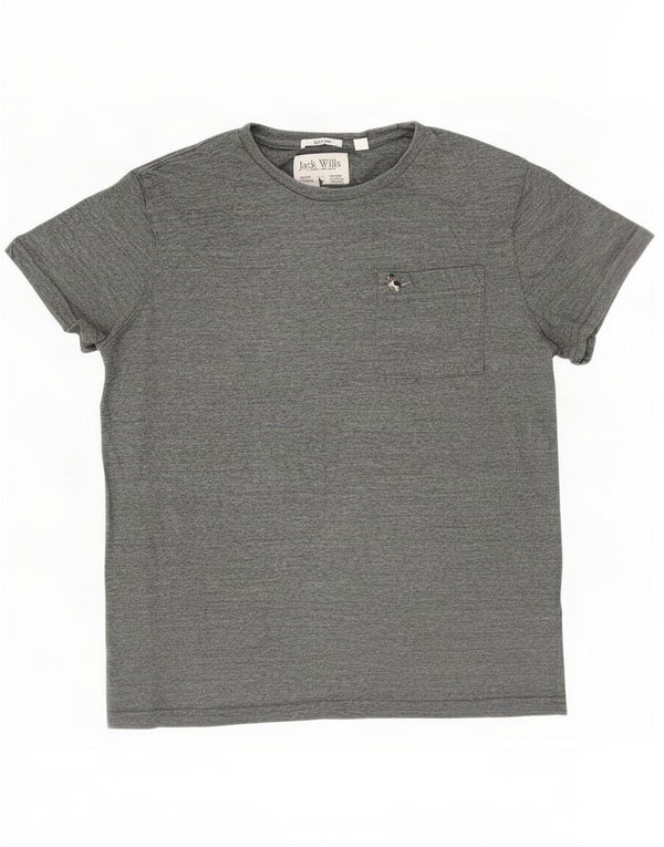 Jack Wills Mens Slim Fit T-Shirt Top XL Grey Flecked Cotton
