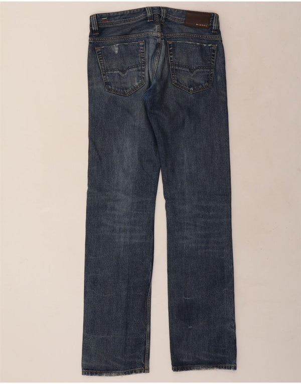 DIESEL Dame Viker Distressed Straight Jeans W31 L34 Blå Bomuld
