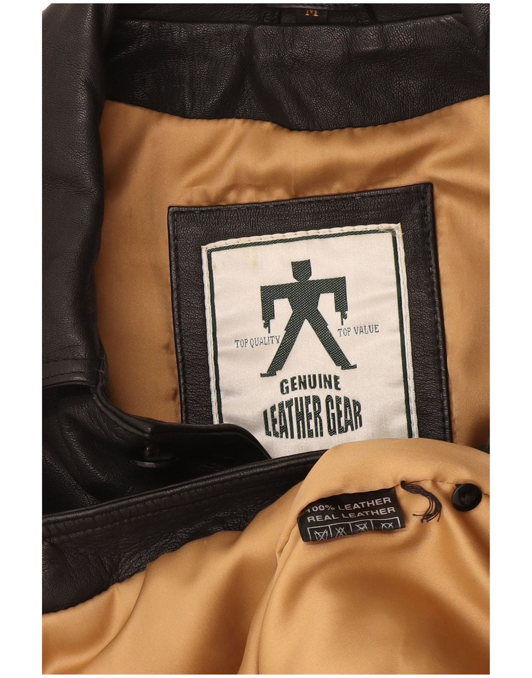 Vintage Herre Læderjakke UK 38 Medium Sort Læder