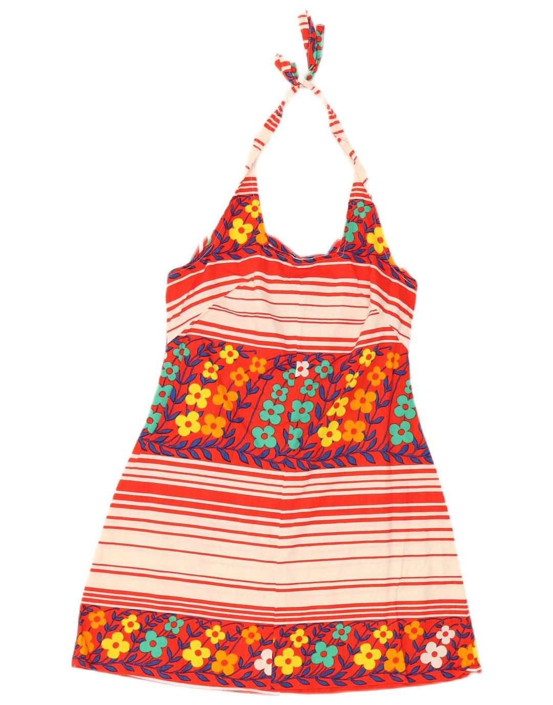 Vintage Kvinders Halter Dress UK 8 Small Multicolored Floral