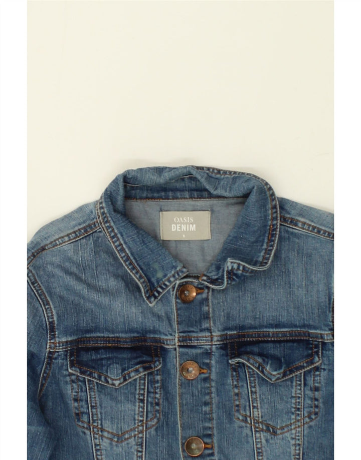 OASIS Womens Crop Denim Jacket UK 10 Small Blue Cotton Vintage Oasis and Second-Hand Oasis from Messina Hembry 
