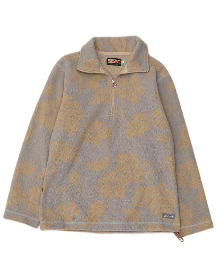 INVICTA Fleece Jumper med lynlås til mænd, lille grå blomsterpolyester