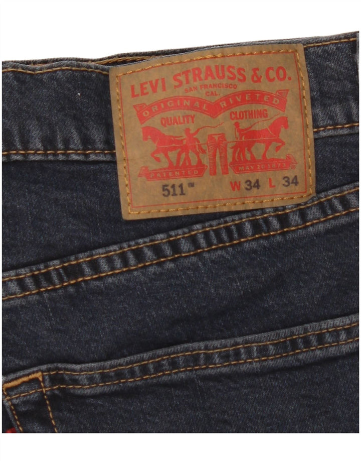 Levi's Herre 511 Slim Jeans W34 L34 Marineblå Bomuld