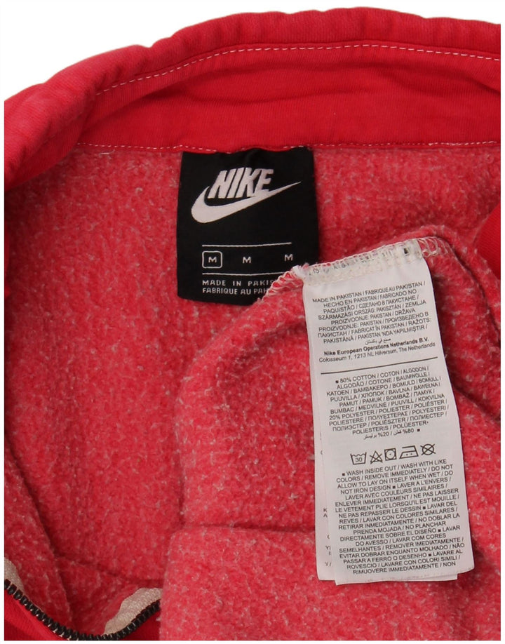 Nike Dame Oversized Zip Neck Sweatshirt Jumper UK 14 Medium Pink Bomuld