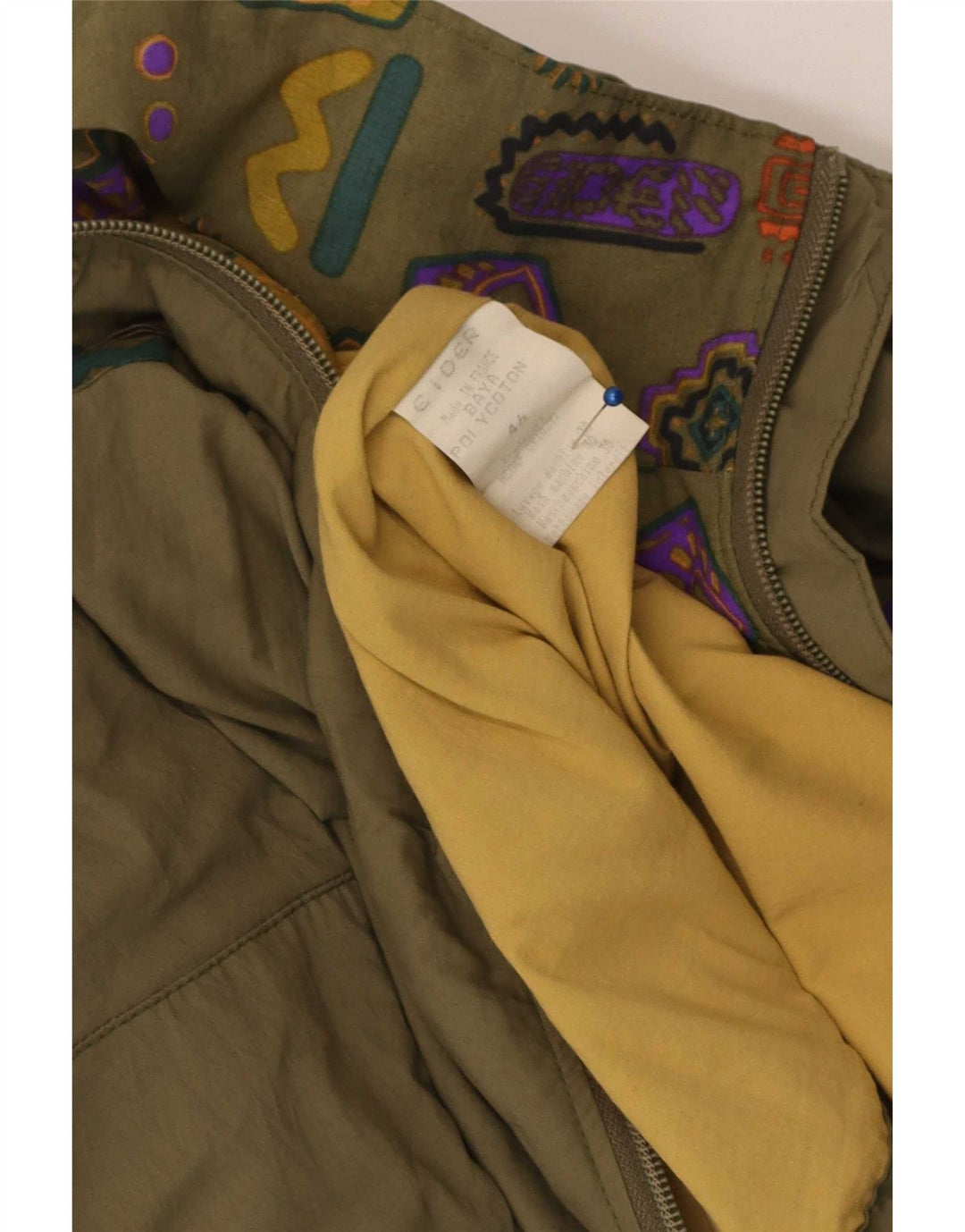 Cider Herre Utility Jacket EU 46 Small Khaki Geometrisk Bomuld