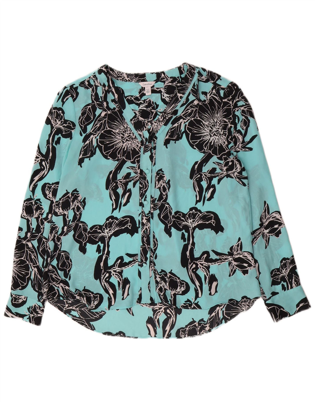 Calvin Klein Dameskjortebluse UK 14 Medium Blue Floral