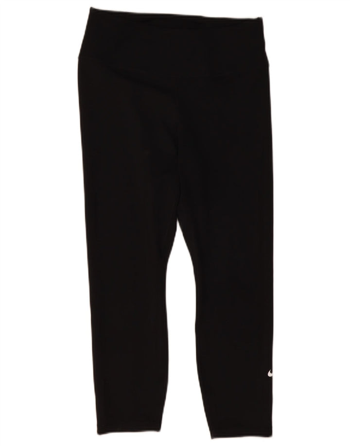 NIKE Dame Dri Fit Capri Leggings UK 12 Medium Sort Polyester