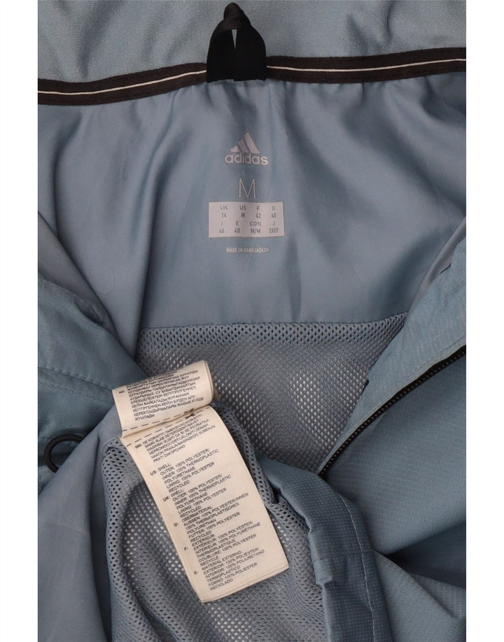 Adidas Regnjakke med hætte til kvinder UK 14 Medium Blue Polyester