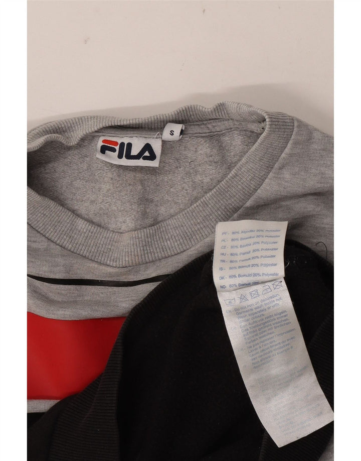 Fila Dame Grafisk Sweatshirt Jumper UK 10 Small Grey Colourblock