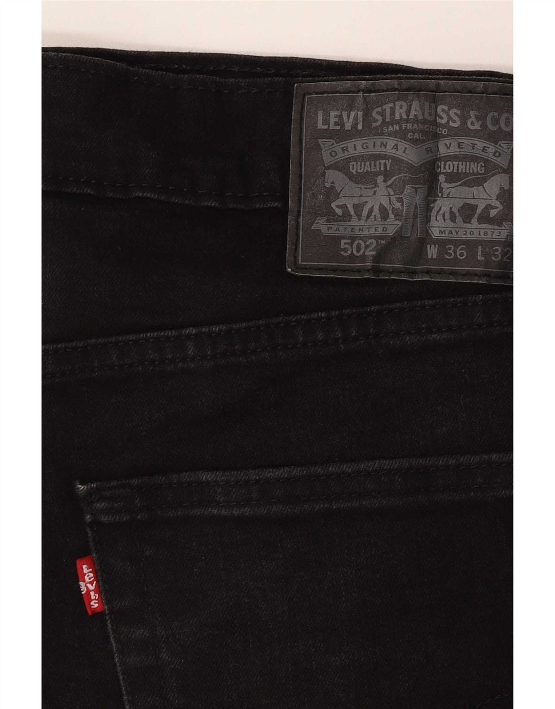 Levi's Herre 502 tilspidsede jeans W36 L32 sort bomuld