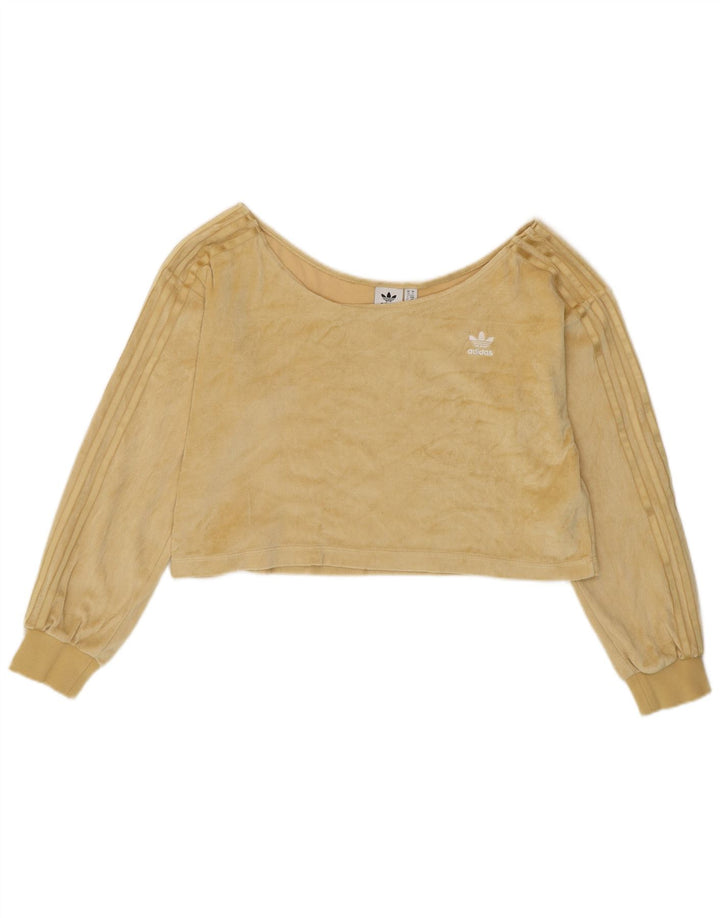 ADIDAS Womens Crop Oversized Off Shoulder Top UK 10 Lille gul bomuld