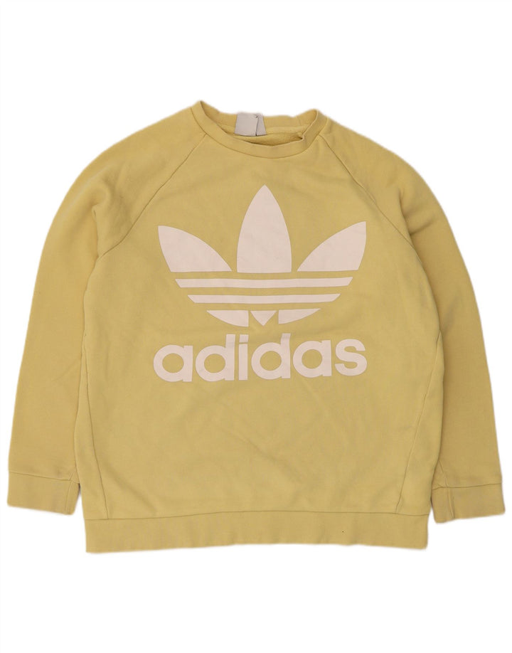 Adidas Herre Grafisk Oversized Sweatshirt Jumper UK 12 Medium Gul Bomuld