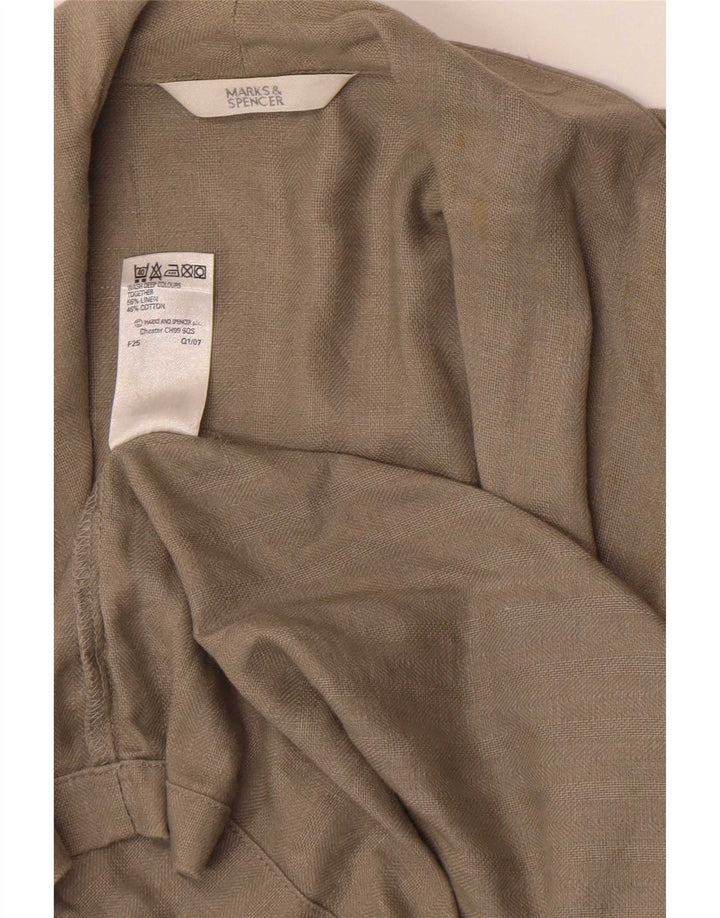 Marks & Spencer Dame Kåbe Overfrakke UK 14 Medium Grey Linen